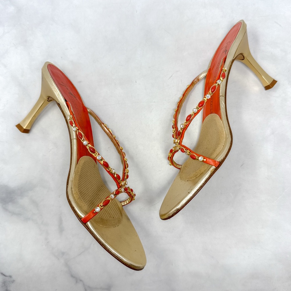 Giuseppe Zanotti Vicini Vintage Y2K Embellished Kitten Heel Mule Sandal 2000s 37 - Picture 7 of 15
